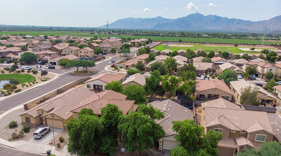 Drone image, Phoenix AZ neighbourhood