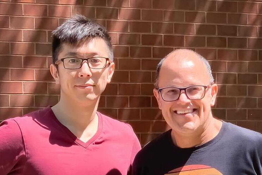Jason Uen (left) and Luis F. Rodriguez conducted a systematic study of the feasibility of bioenergy production from food waste in Illinois.  CREDIT Marianne Stein.