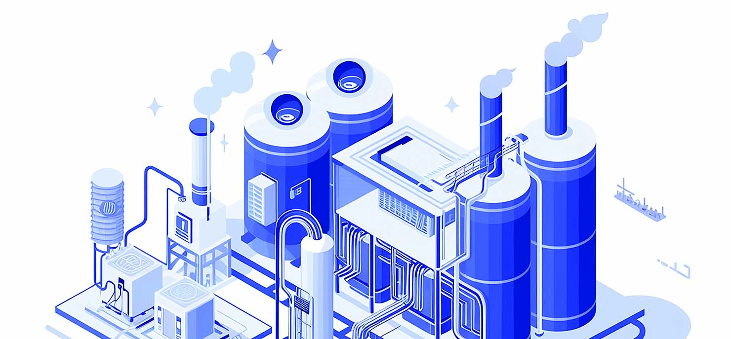 Blue factory illustration