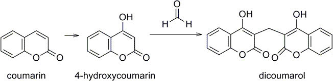 dicoumarol formation - formulae 