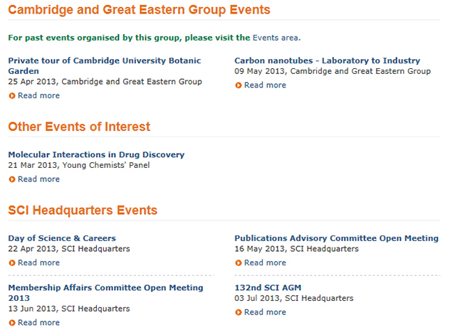 SCI group events page