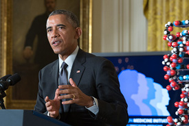 President Obama speaks at the Precision Medicine Initiative launch in 2015. 