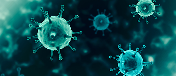 PoliSCI 13 April 2021 - Horizon Europe funding Covid19 research - image of Covid19 virus cells