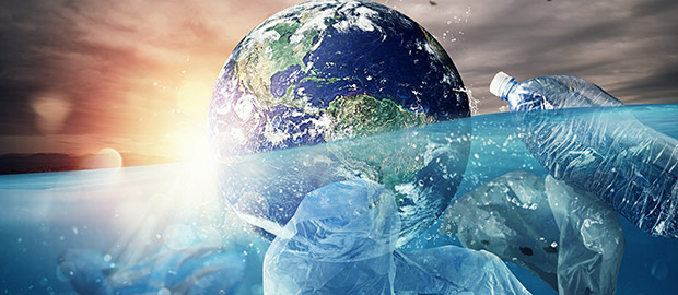 SCI PoliSCI newsletter - 20 April 2021 - image of globe floating in ocean next to plastic waste